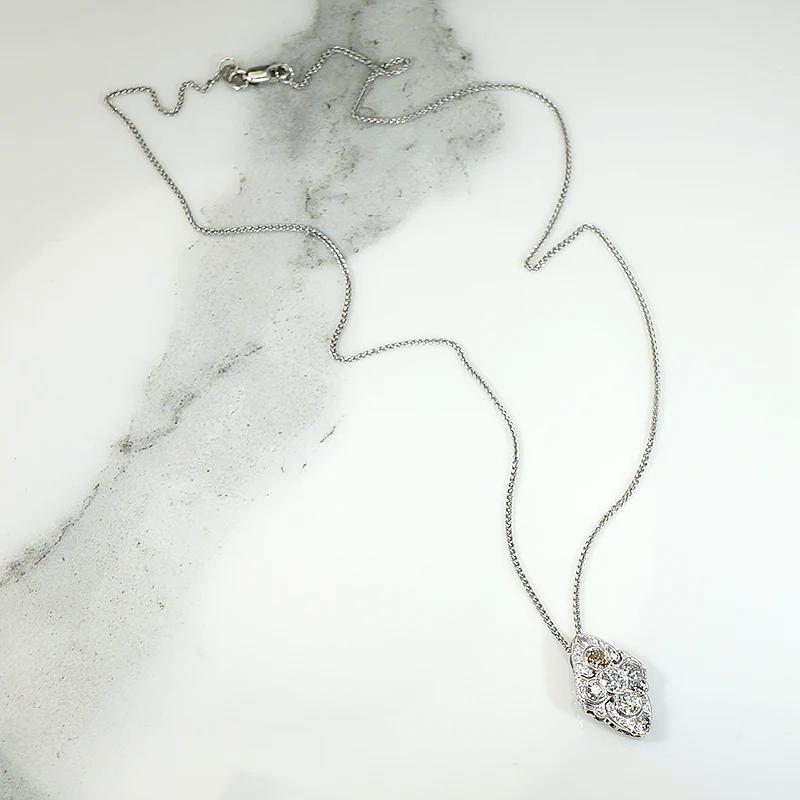 Striking Five Diamond Pendant in Engraved Platinum