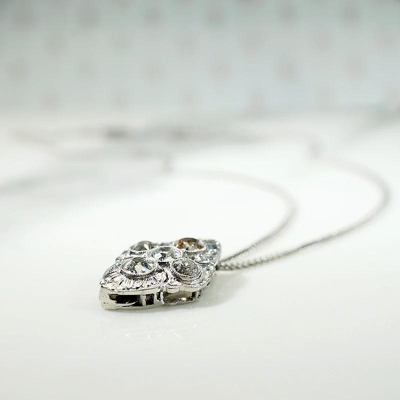 Striking Five Diamond Pendant in Engraved Platinum