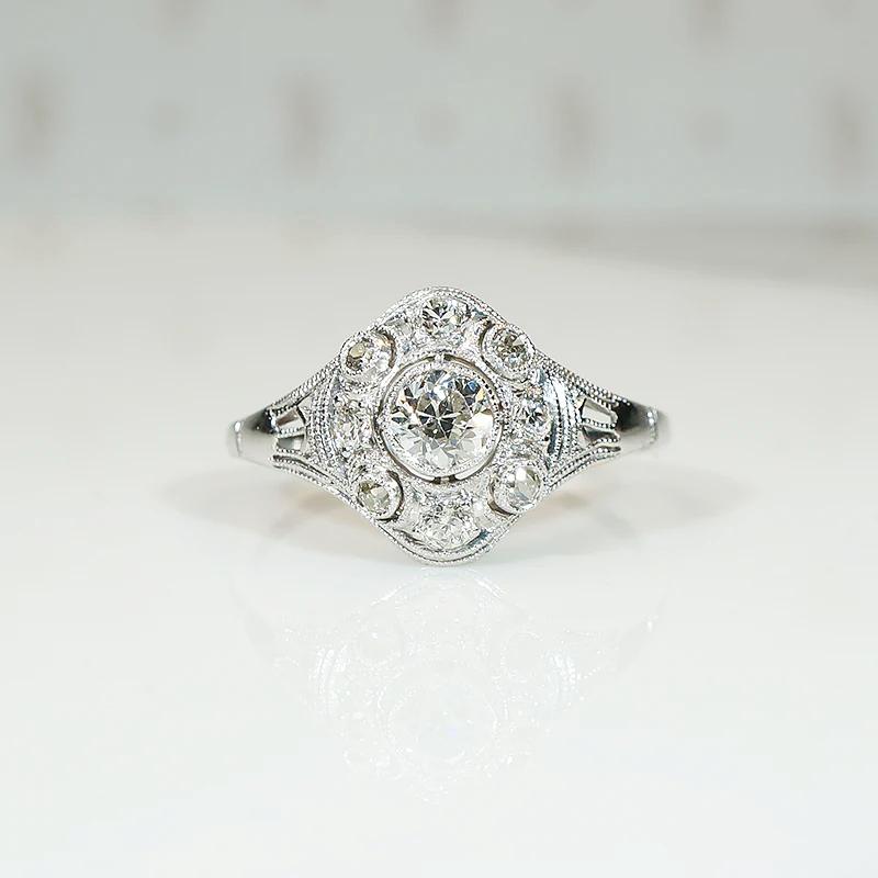Edwardian Diamond & Platinum Ring with Pretty Details