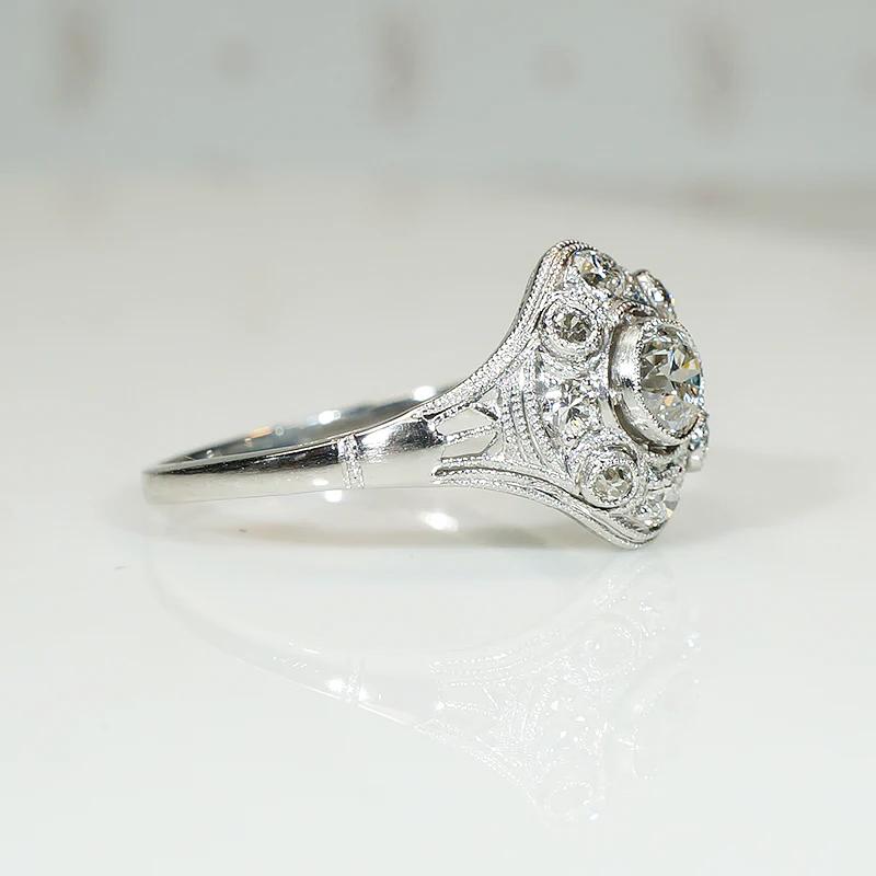 Edwardian Diamond & Platinum Ring with Pretty Details