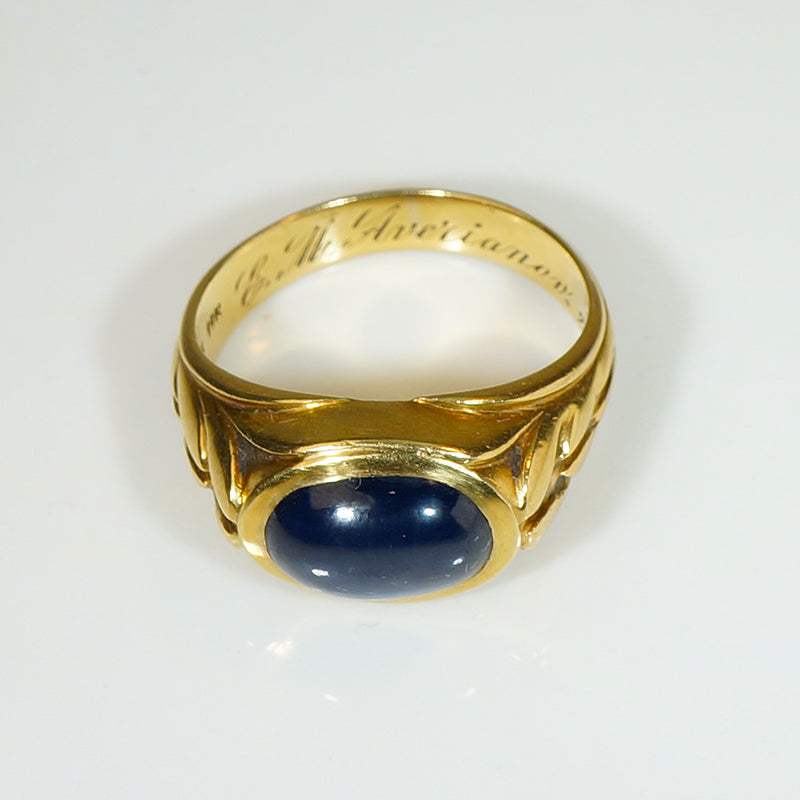 Art Nouveau 18k Cabochon Sapphire Ring