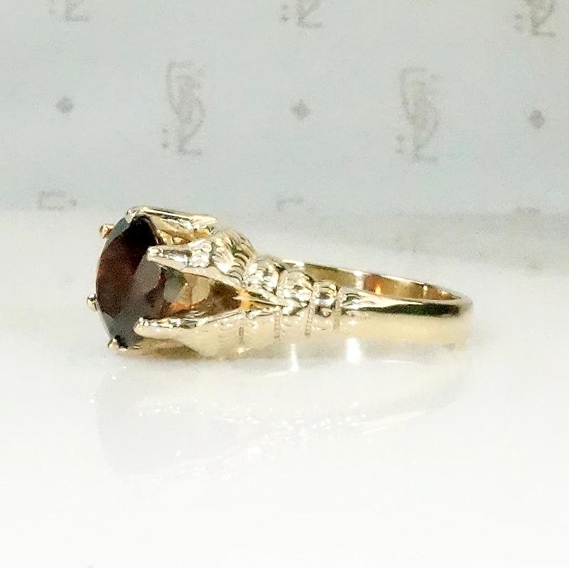 Witchy Talon-Set Garnet Victorian Ring