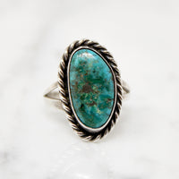 Vivid Blue Green Turquoise & Sterling Twist Ring
