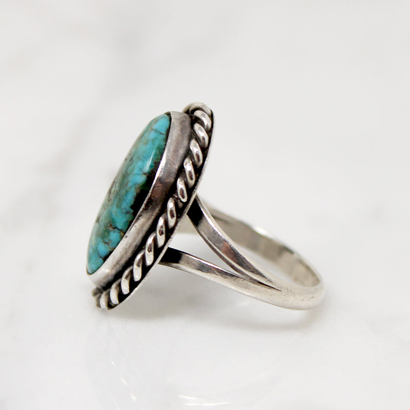 Vivid Blue Green Turquoise & Sterling Twist Ring