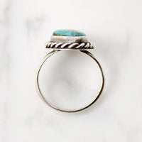 Vivid Blue Green Turquoise & Sterling Twist Ring