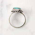 Vivid Blue Green Turquoise & Sterling Twist Ring