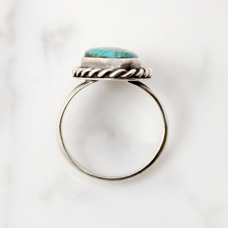 Vivid Blue Green Turquoise & Sterling Twist Ring