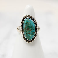 Vivid Blue Green Turquoise & Sterling Twist Ring