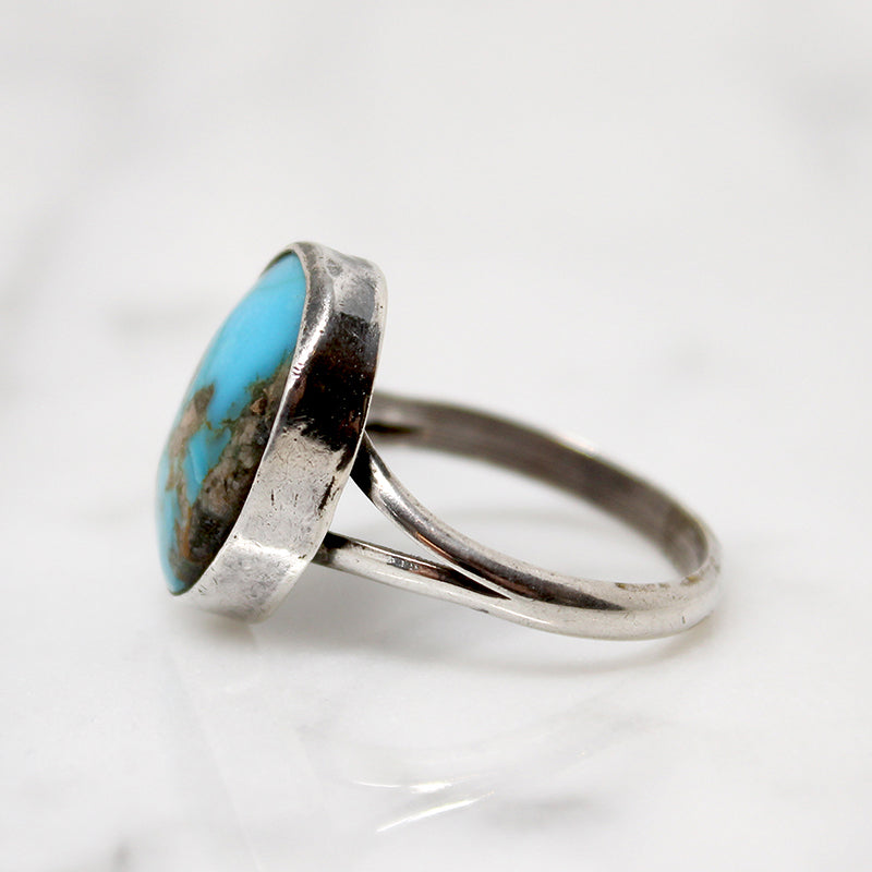 Deep Waters Turquoise in Simple Silver Bezel Ring
