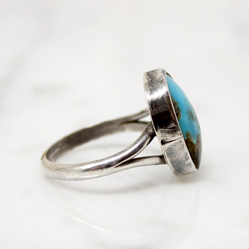 Deep Waters Turquoise in Simple Silver Bezel Ring