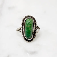 Leafy Green Turquoise & Sterling Ring in Small Size