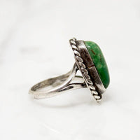 Leafy Green Turquoise & Sterling Ring in Small Size