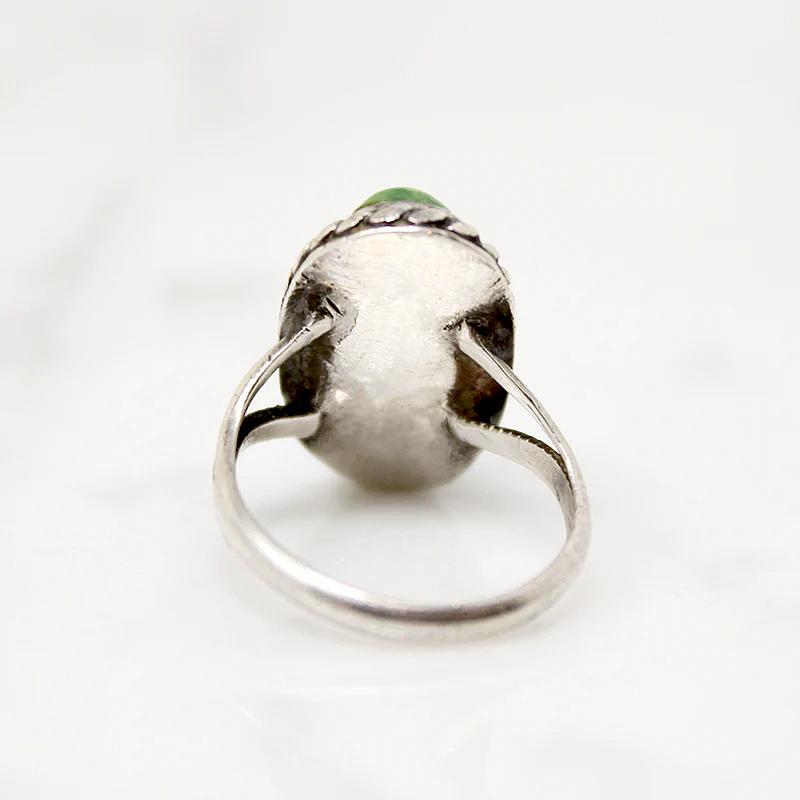 Leafy Green Turquoise & Sterling Ring in Small Size