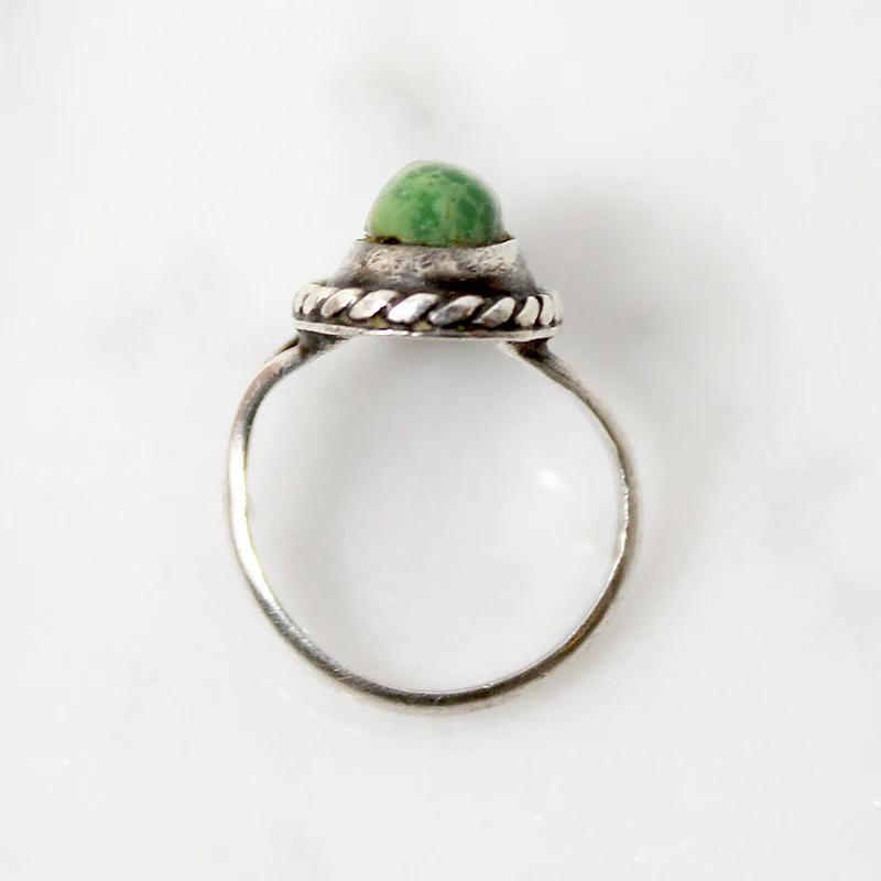 Leafy Green Turquoise & Sterling Ring in Small Size