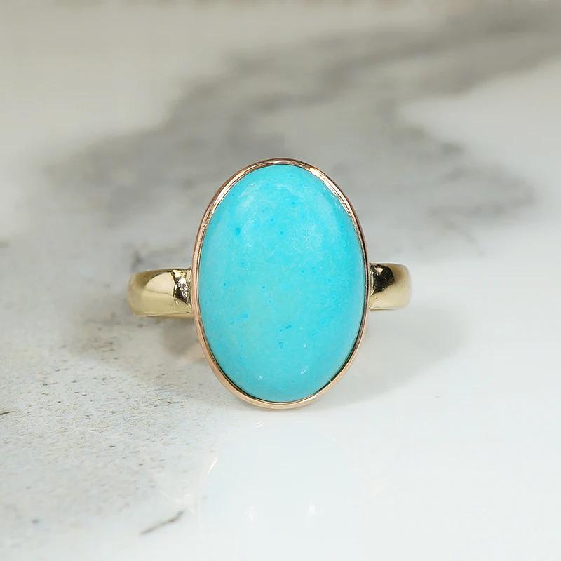 Robins Egg Blue Antique Turquoise in Gold Ring