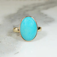 Robins Egg Blue Antique Turquoise in Gold Ring