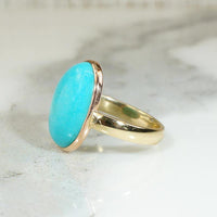 Robins Egg Blue Antique Turquoise in Gold Ring