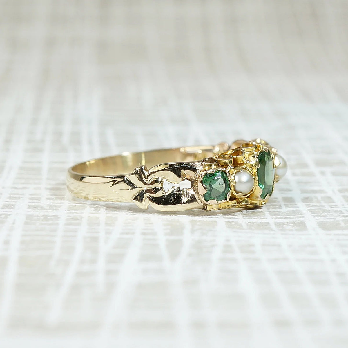 Gorgeous Georgian Emerald Doublet & Pearl Band