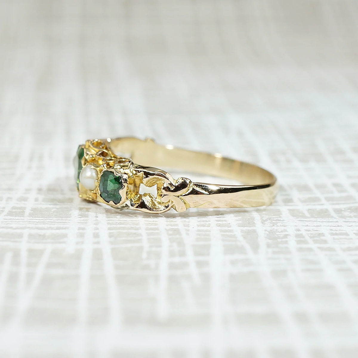 Gorgeous Georgian Emerald Doublet & Pearl Band