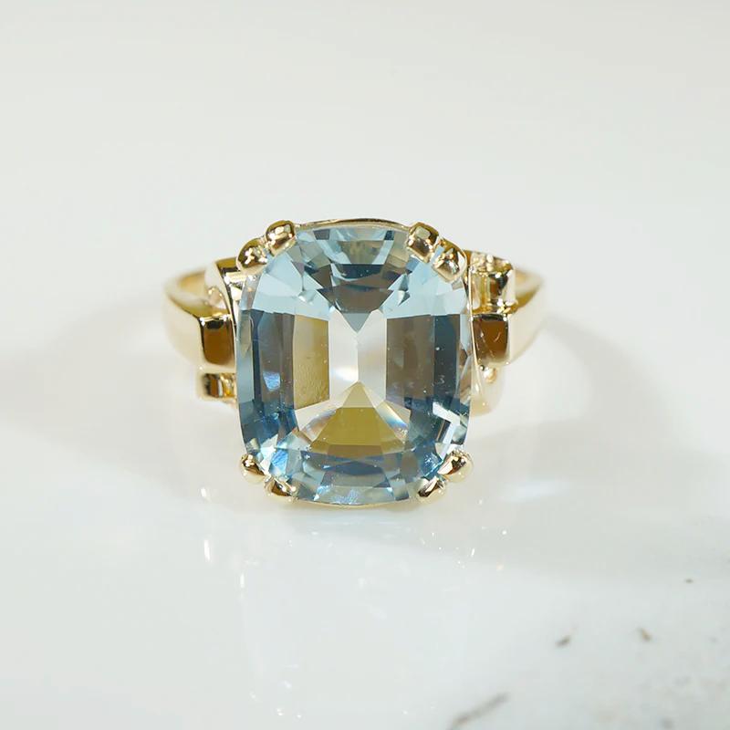 1950's Cushion Cut Aquamarine Ring