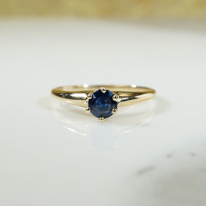 Rich Blue Sapphire Solitaire c1890