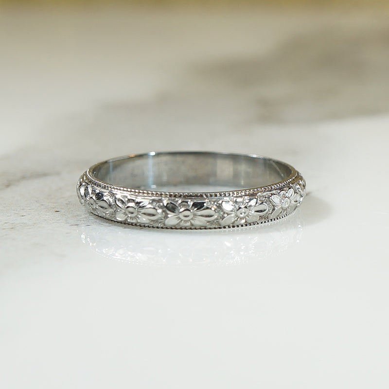 Perfectly Pretty Forget me Not White Gold Band