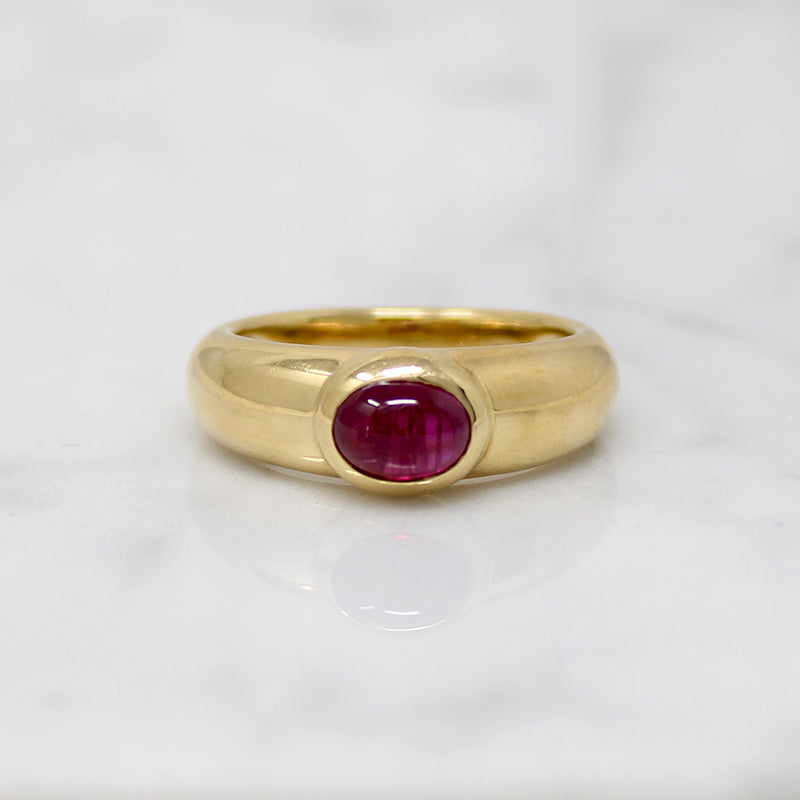 Lush 18k Gold & Ruby Cabochon Curvaceous Ring