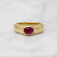 Lush 18k Gold & Ruby Cabochon Curvaceous Ring
