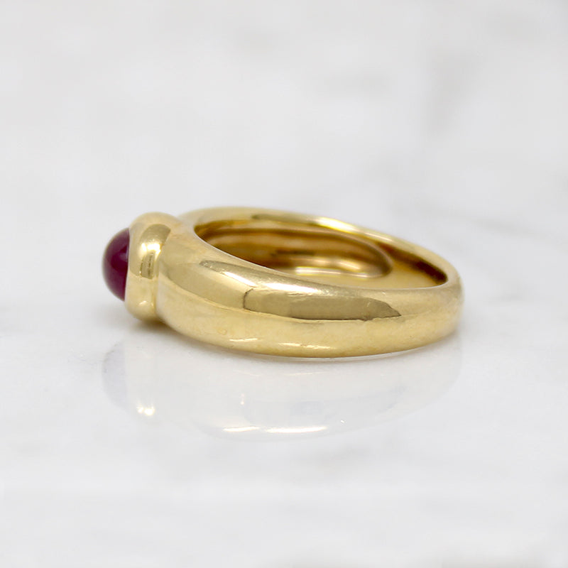 Lush 18k Gold & Ruby Cabochon Curvaceous Ring