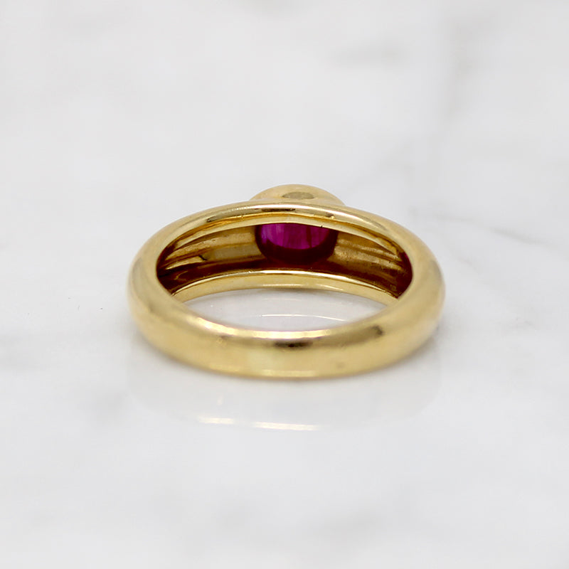 Lush 18k Gold & Ruby Cabochon Curvaceous Ring