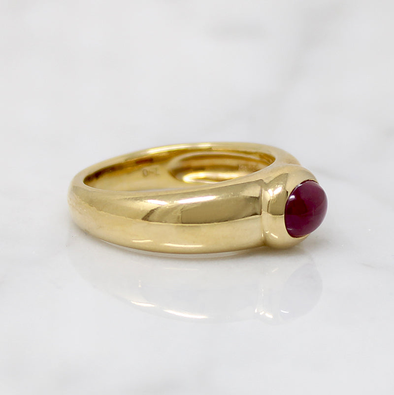 Lush 18k Gold & Ruby Cabochon Curvaceous Ring