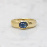 Regal Sapphire Cabochon in Curvaceous 18k Ring