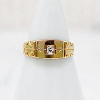 Engraved Diamond Set English 15ct Band