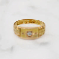 Engraved Diamond Set English 15ct Band