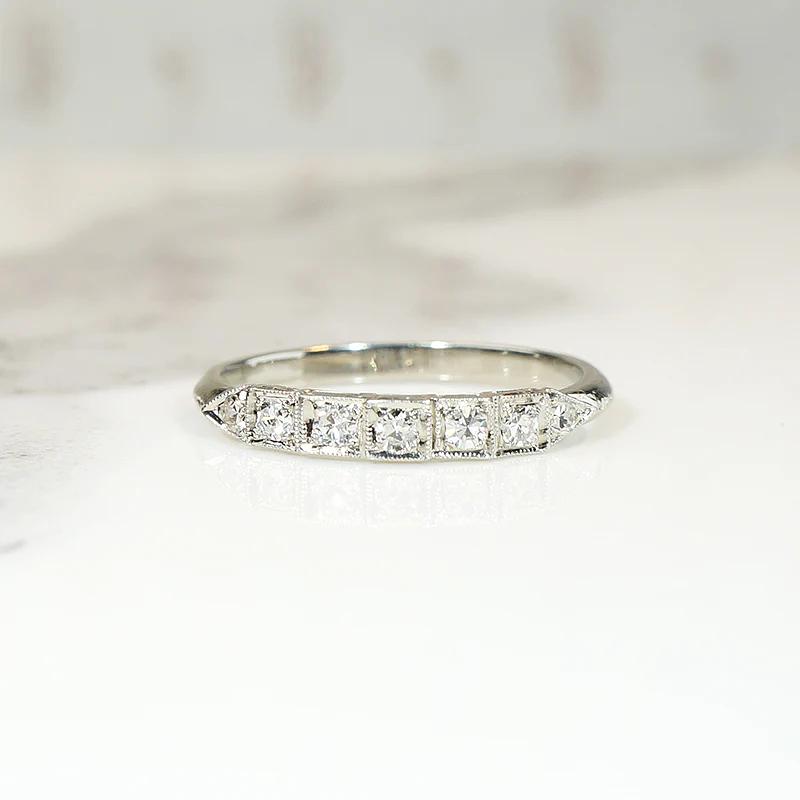 Geometric Diamond & 18k White Gold Deco Band