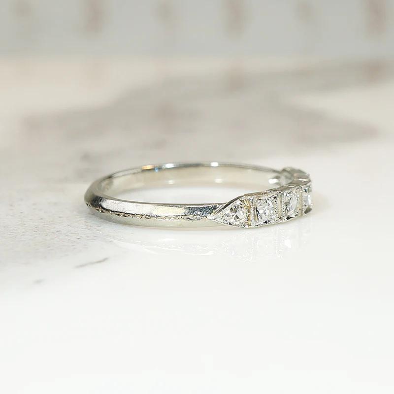 Geometric Diamond & 18k White Gold Deco Band