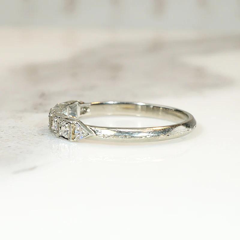 Geometric Diamond & 18k White Gold Deco Band