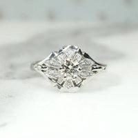 Diamond Solitaire with Ornate Late Deco Details