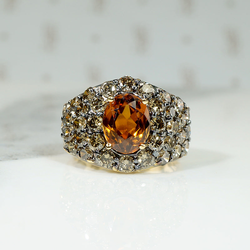 Autumnal Orange Zircon & Fancy Brown Diamond Band