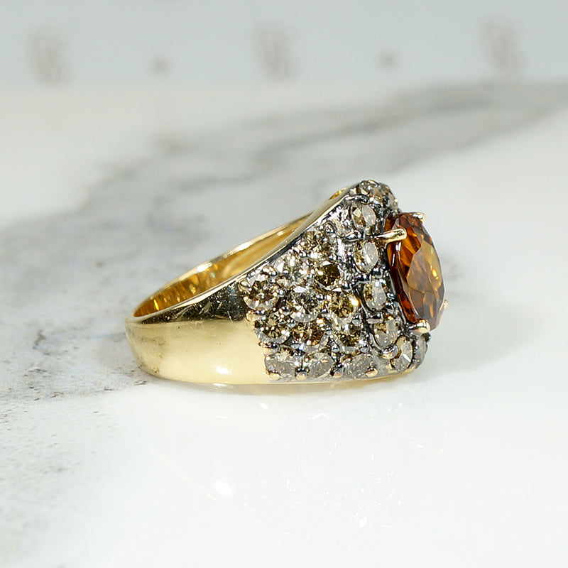 Autumnal Orange Zircon & Fancy Brown Diamond Band