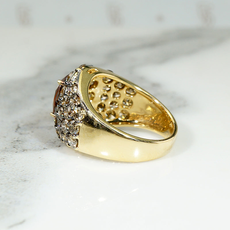 Autumnal Orange Zircon & Fancy Brown Diamond Band