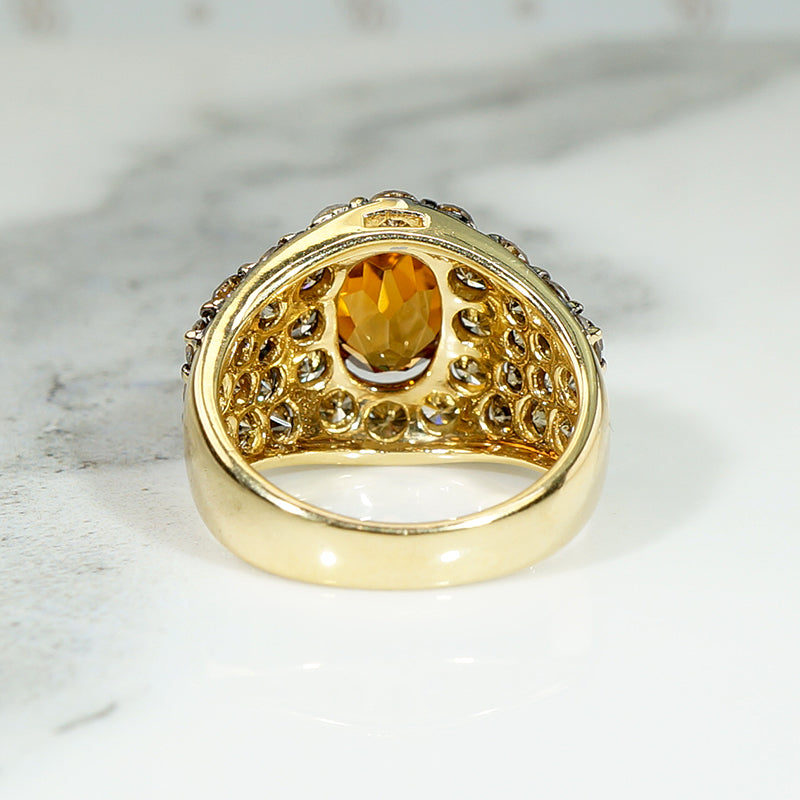 Autumnal Orange Zircon & Fancy Brown Diamond Band