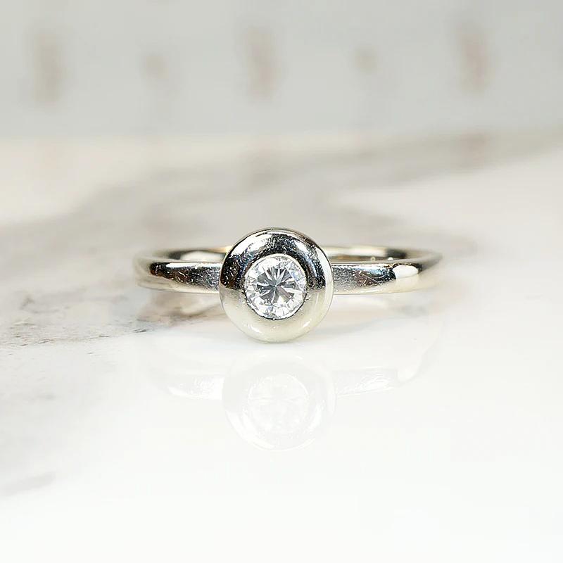 Mod Diamond Engagement Ring in White Gold