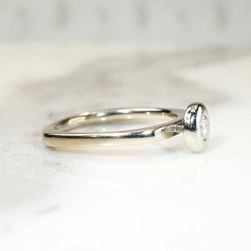 Mod Diamond Engagement Ring in White Gold