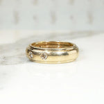 English 9ct Gold Chunky Band with Inset Diamonds