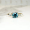 Natural Blue Zircon Two Tone Ring with Diamond Accents