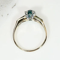 Natural Blue Zircon Two Tone Ring with Diamond Accents