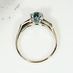 Natural Blue Zircon Two Tone Ring with Diamond Accents