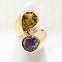 Dynamic Amethyst & Citrine Statement Ring