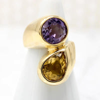 Dynamic Amethyst & Citrine Statement Ring